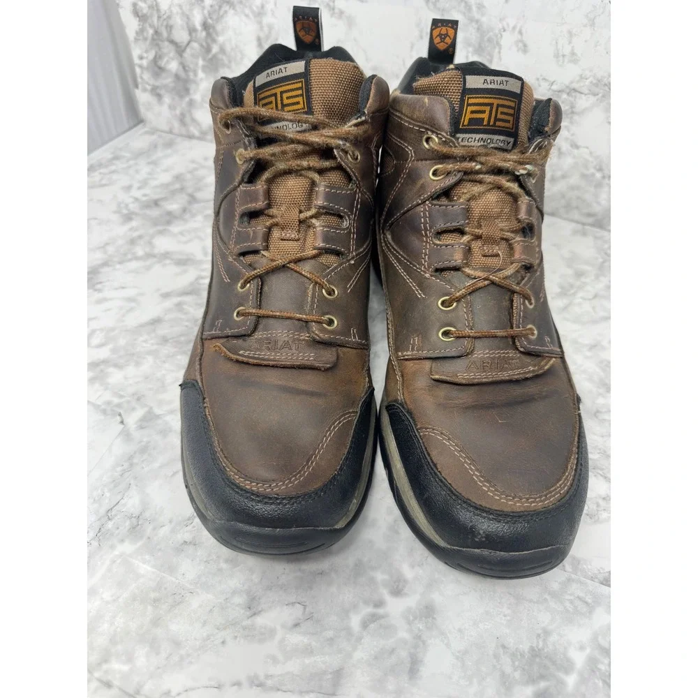 Ariat ATS Technology  Brown Leather‎ Work Boots Mid Top Lace Up Hiking Shoes 13D